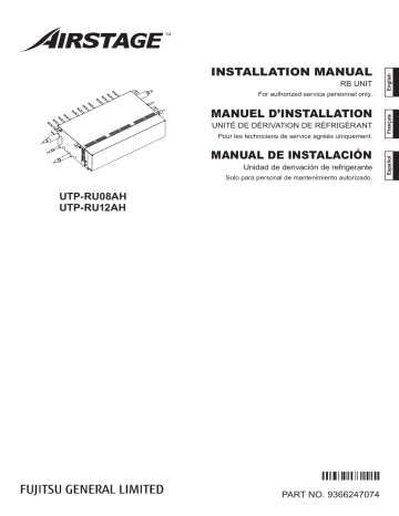UTP-RU12AH | Installation manuel | Fujitsu UTP-RU08AH Guide d'installation | Fixfr