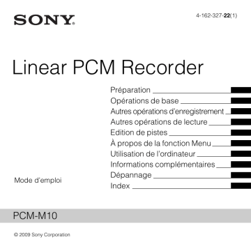 Sony PCM M10 Mode d'emploi | Fixfr