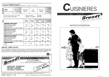 M624N | M624CN | M624B | Manuel du propriétaire | Brandt M624CB Manuel utilisateur | Fixfr