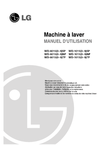 LG WD-10155TP Manuel du propriétaire | Fixfr