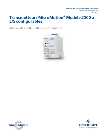 Micro Motion Transmetteurs Modèle 2500 à E-S Manuel du propriétaire | Fixfr