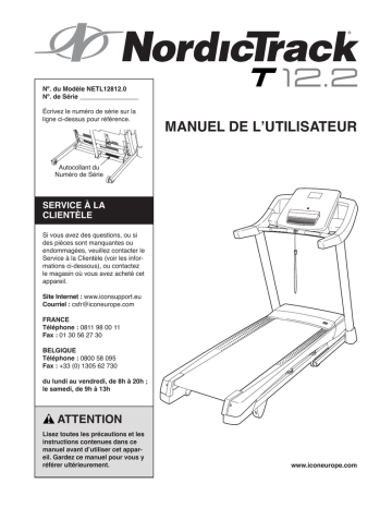 NETL12812.0 | NordicTrack T 12.2 Treadmill Manuel utilisateur | Fixfr