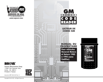 Manuel du propriétaire | Innova 3123 GM Code Reader Manuel utilisateur | Fixfr