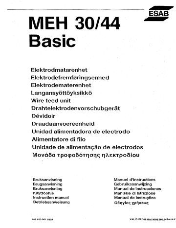 MEH 30 | ESAB MEH 44 Basic Manuel utilisateur | Fixfr