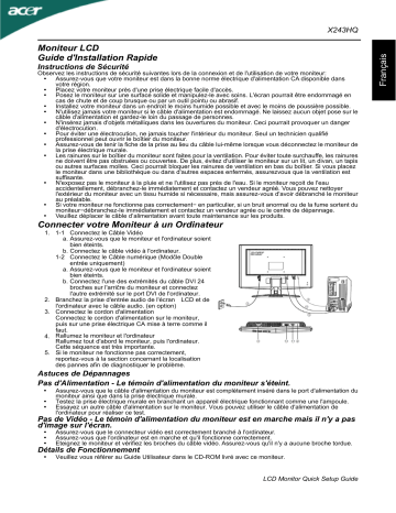 Manuel du propriétaire | Acer X243HQB Manuel utilisateur | Fixfr