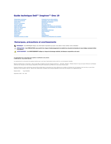 Dell Inspiron One 19 Touch desktop Manuel utilisateur | Fixfr