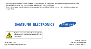SGH-U800 suisse et benelux | SGH-U800G | Mode d'emploi | Samsung SGH-U800 Manuel utilisateur | Fixfr
