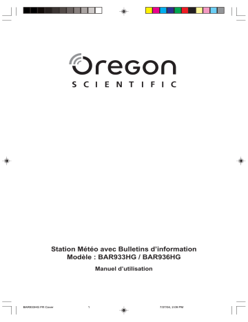 Manuel du propriétaire | Oregon Scientific BAR933HG Manuel utilisateur | Fixfr