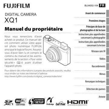 Fujifilm XQ1 Camera Manuel du propriétaire | Fixfr