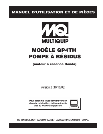 Mode d'emploi | MQ Multiquip QP4TH Pompes a déchet Manuel utilisateur | Fixfr