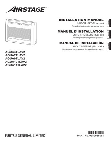 AGUA14TLAV2 | AGUA12TLAV2 | AGUA7TLAV2 | AGUA4TLAV2 | Installation manuel | Fujitsu AGUA9TLAV2 Guide d'installation | Fixfr