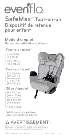 Evenflo SafeMax All-in-One Car Seat Manuel utilisateur | Fixfr