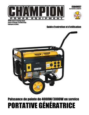 Champion Power Equipment 40037 Manuel utilisateur | Fixfr