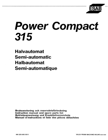 ESAB POWER COMPACT 315 Manuel utilisateur | Fixfr