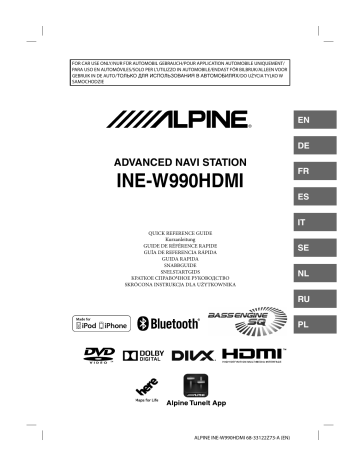 Mode d'emploi | Alpine Electronics INE-W990HDMI Manuel utilisateur | Fixfr