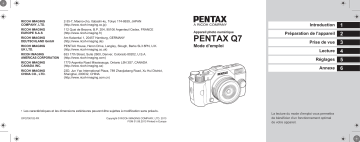 Pentax Série Q7 Mode d'emploi | Fixfr