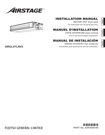 Installation manuel | Fujitsu ARUL4TLAV2 Guide d'installation | Fixfr