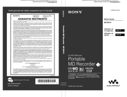 Sony MZ-RH10 Manuel utilisateur