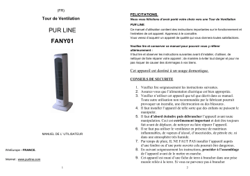 Manuel du propriétaire | PUR LINE FANY 01 Manuel utilisateur | Fixfr