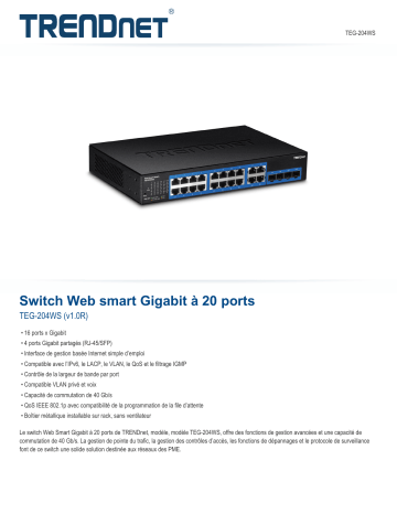 Trendnet RB-TEG-204WS 20-Port Gigabit Web Smart Switch Fiche technique | Fixfr