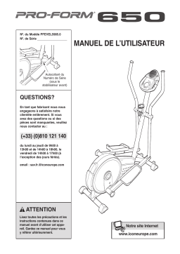 ProForm 650 Cardio Cross Trainer Elliptical Manuel utilisateur