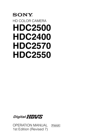 HDC-2400 | HDC-2570 | HDC-2550 | Mode d'emploi | Sony HDC-2500 Manuel utilisateur | Fixfr