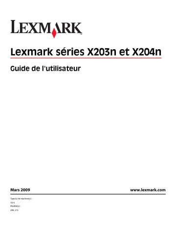 Manuel du propriétaire | Lexmark X203N Manuel utilisateur | Fixfr