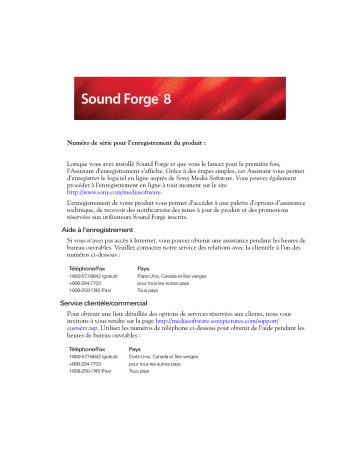 Mode d'emploi | Sony Sound Forge 8.0 Manuel utilisateur | Fixfr