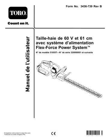 Toro Flex-Force Power System 24in 60V Hedge Trimmer Manuel utilisateur | Fixfr