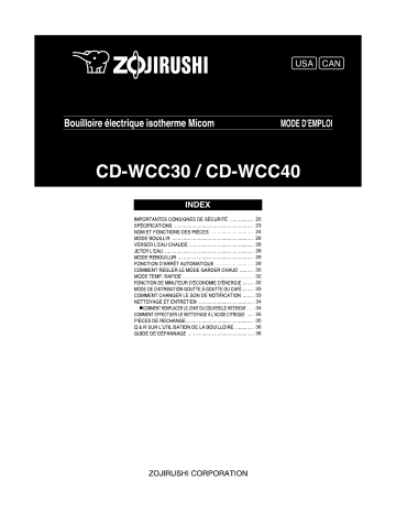 Manuel du propriétaire | Zojirushi CD-WCC30/40 Manuel utilisateur | Fixfr