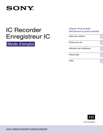 ICD UX522F | ICD UX522 | ICD-UX523F | Sony ICD UX523F Mode d'emploi | Fixfr