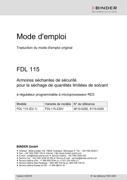 Binder FDL 115 Étuves de séchage sécurisée Manuel utilisateur