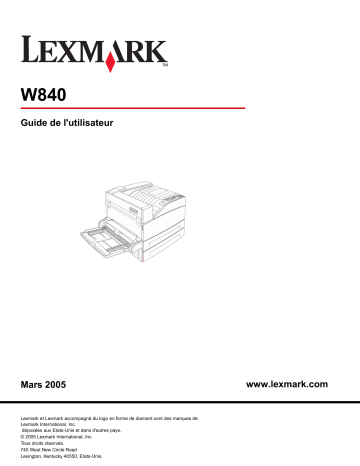 Manuel du propriétaire | Lexmark W840 Manuel utilisateur | Fixfr