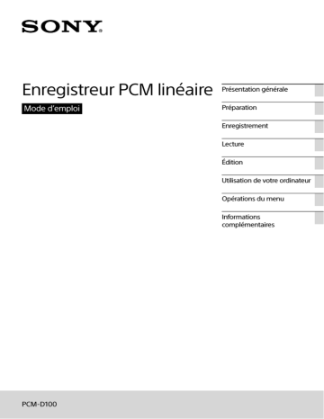 Sony PCM D100 Mode d'emploi | Fixfr