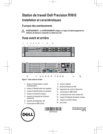 Dell Precision R7610 workstation Manuel utilisateur | Fixfr