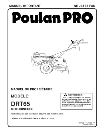 Manuel du propriétaire | Poulan DRT65 Manuel utilisateur | Fixfr