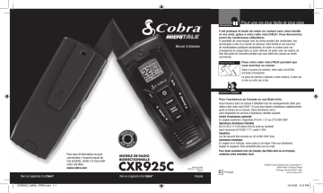 Manuel du propriétaire | Cobra CXR925C Manuel utilisateur | Fixfr