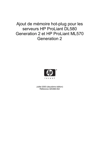 Manuel du propriétaire | HP PROLIANT ML570 G2 SERVER Manuel utilisateur | Fixfr