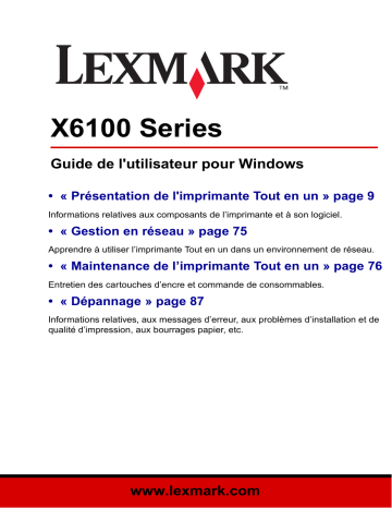 Manuel du propriétaire | Lexmark X6170 Manuel utilisateur | Fixfr