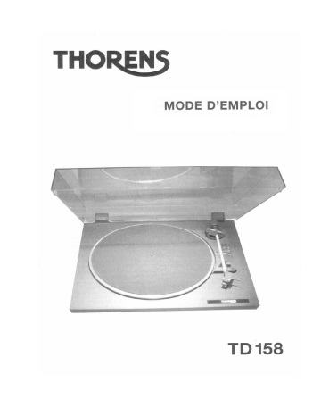 Thorens TD 158 Turnable Manuel utilisateur | Fixfr
