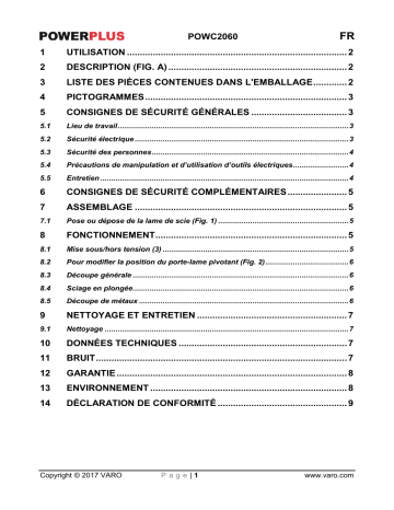 Manuel du propriétaire | Powerplus POWC2060 Manuel utilisateur | Fixfr