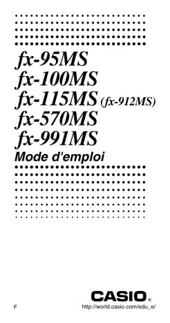 Manuel du propriétaire | Casio fx-991MS Manuel utilisateur | Fixfr