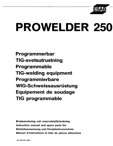 ESAB PROWELDER 250 Manuel utilisateur | Fixfr