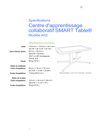 SMART Technologies Table 442i spécification | Fixfr