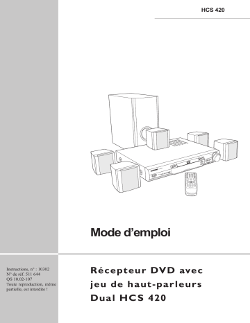 Manuel du propriétaire | Dual HCS 420 Manuel utilisateur | Fixfr