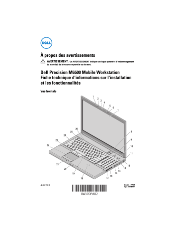 Dell Precision M6500 Guide de démarrage rapide | Fixfr