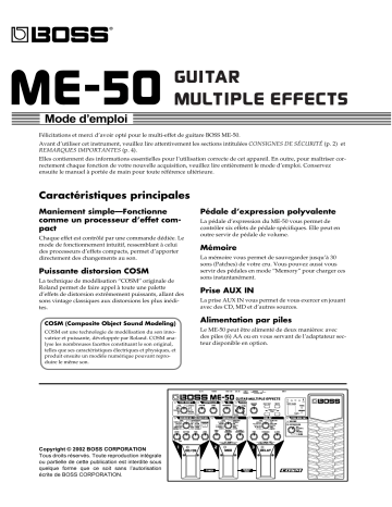 Manuel du propriétaire | Boss ME-50 Manuel utilisateur | Fixfr