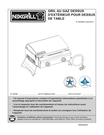 Manuel du propriétaire | Nexgrill 820-0015 Costco / Pricemart Manuel utilisateur | Fixfr