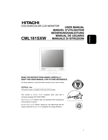 Manuel du propriétaire | Hitachi CML181SXW Manuel utilisateur | Fixfr