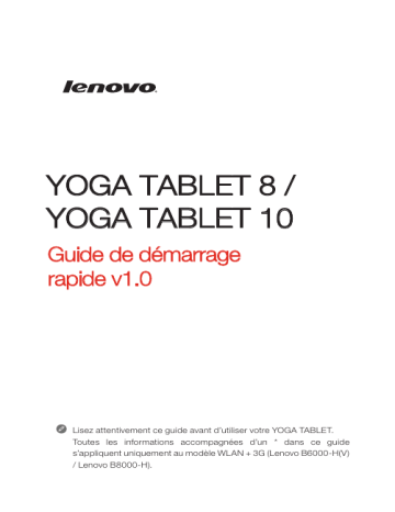 Yoga Tab 10 | Guide de démarrage rapide | Lenovo Yoga Tab 8 Manuel utilisateur | Fixfr